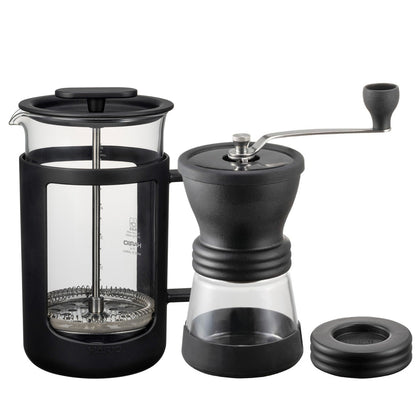 HARIO 600ml 4 Cup Café Press U + Ceramic Mill Skerton N