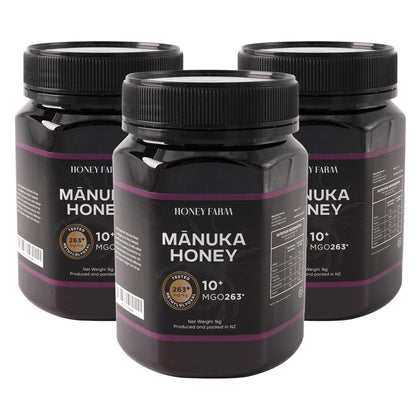 HONEY FARM Manuka 10+ MGO 263 1kg - Bundle of 3