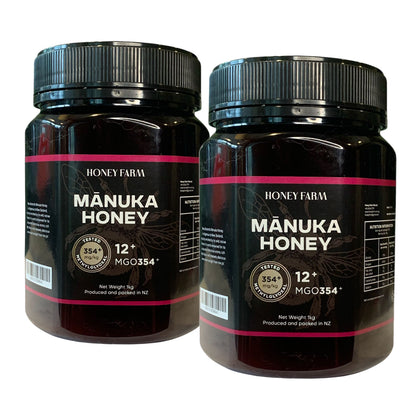HONEY FARM Manuka 12+ MGO354+ 1kg - Bundle of 2