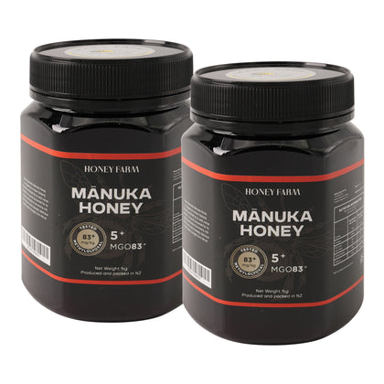 HONEY FARM Manuka 5+ MGO83+ 1kg - Bundle of 2