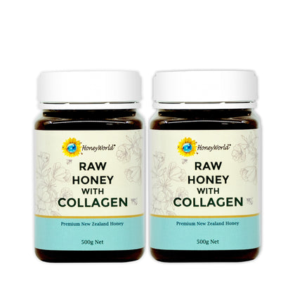 Honeyworld Raw Honey with Collagen 500g  (Bundle of 2)