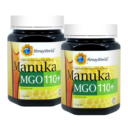 HoneyWorld Premium Manuka MGO 110+ 1kg - Bundle of 2