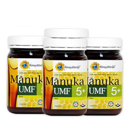 Honeyworld Raw Manuka UMF5+ 500g  (Bundle of 4)