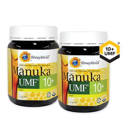 HoneyWorld Raw Manuka UMF 10+ 1kg - Bundle of 2
