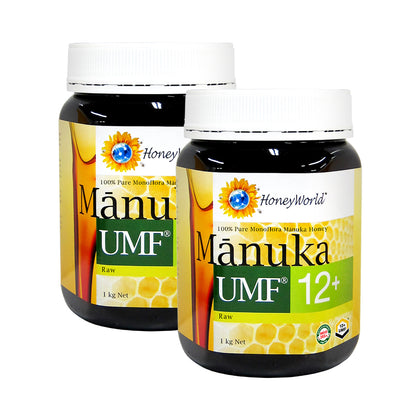 HoneyWorld Raw Manuka UMF 12+ 1kg - Bundle of 2