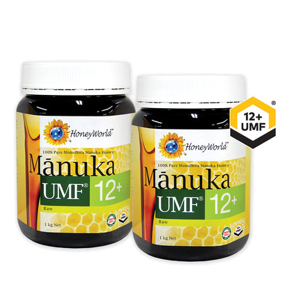 HONEYWORLD Raw Manuka UMF 12+ 1kg - Bundle of 2