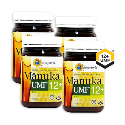 HoneyWorld Raw Manuka UMF12+ 500g - Bundle of 4
