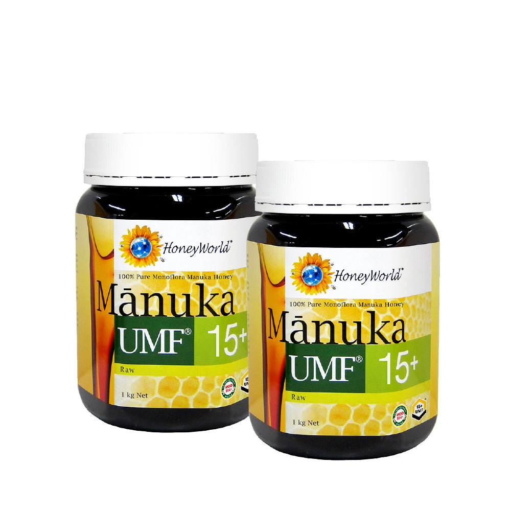 HoneyWorld Raw Manuka UMF 15+ 1 kg - Bundle of 2