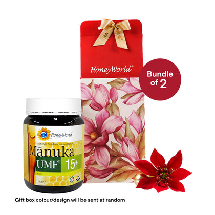 HoneyWorld Raw Manuka UMF 15+ 1kg + FREE Gift Box - Bundle of 2