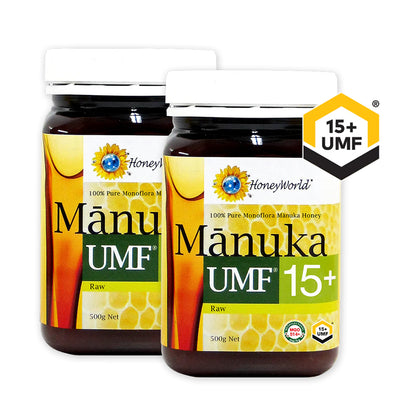HoneyWorld Raw Manuka UMF 15+ 500g - Bundle of 2
