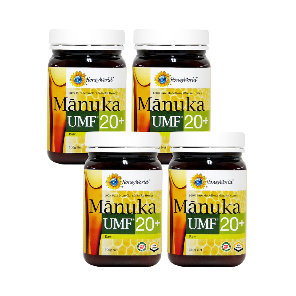 HoneyWorld Raw Manuka UMF 20+ 500g - Bundle of 4