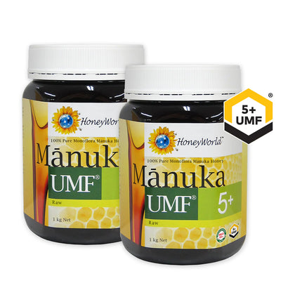HoneyWorld Raw Manuka UMF 5+ 1kg - Bundle of 2