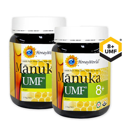 HoneyWorld Raw Manuka Honey UMF8+ 1kg - Bundle of 2