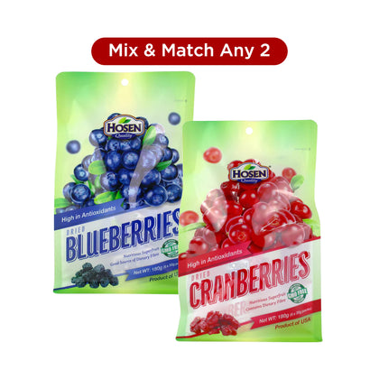 [Bundle of 2] Hosen Dried Nutritious Superfruit 6 packed x 30g - Blueberries / Cranberries