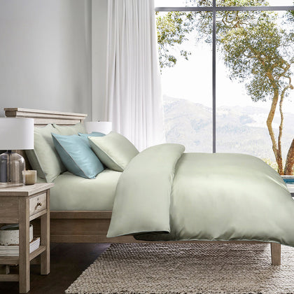 INTERO Lumier Micro Tencel Solid 1500TC Eniz 5.0 Fitted Sheet Set / Bed Set-  Aloe