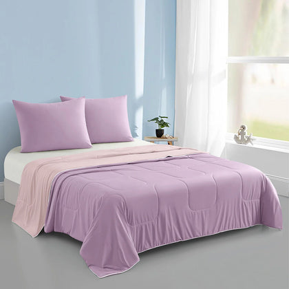 MAISON DE CLAIRE Glacier Cooling Reversible Blanket - Light Purple / Soft Pink