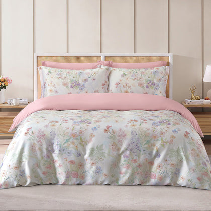 MAISON DE CLAIRE 100% Printed Tencel Fitted Sheet / Bed Set - Pastel Reverie