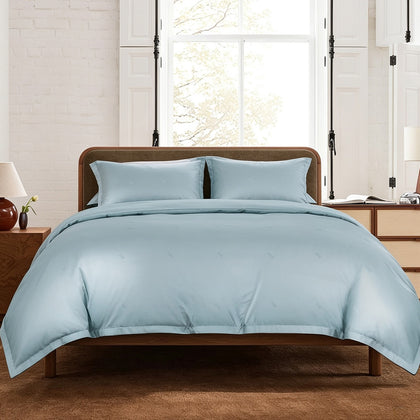 INTERO 100% BambooPro Jacquard Fitted Sheet Set / Bed Set - Morning Blue