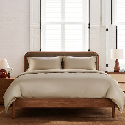 INTERO 100% BambooPro Jacquard Fitted Sheet Set / Bed Set - Taupe