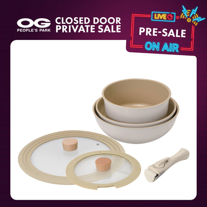 NEOFLAM Fika Midas Plus 6pc Cookware Set with Glass Lid (Off White)
