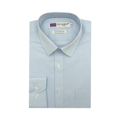 John Langford Wrinkle Resistant Long-Sleeved Shirt - Blue