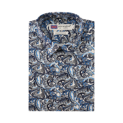 John Langford Wrinkle Resistant Short-Sleeved Shirt (J1B-165-Y7) - Blue