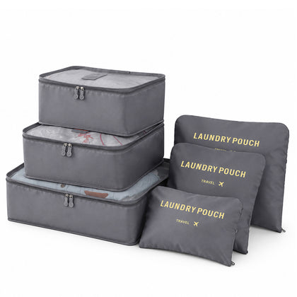 [ONLINE EXCLUSIVE] MAX Travel Packing Organizers Set of 6 Laundry Pouch - Grey