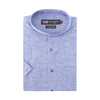 John Langford Mandarin Collar Short-Sleeved Shirt - Blue