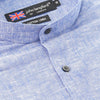 John Langford Mandarin Collar Short-Sleeved Shirt - Blue