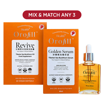 Mix & Match Any 3] Health+ Orofill 30ml Golden Serum & Orofill Revive Softgel 60s