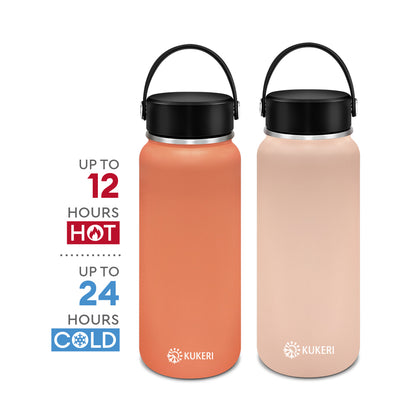[SG60 Bundle Deal] Kukeri 1000ml Thermal Insulated Bottle - Coral + Pink