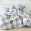 KINGSFORD Aura 100% Cotton Sateen Fitted Sheet Set - Blue Check