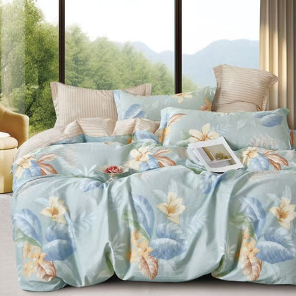 KINGSFORD Aura 100% Cotton Sateen Fitted Sheet Set - Blue Coty