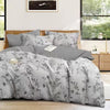 KINGSFORD Aura 100% Cotton Sateen Fitted Sheet Set - Grey Bloom