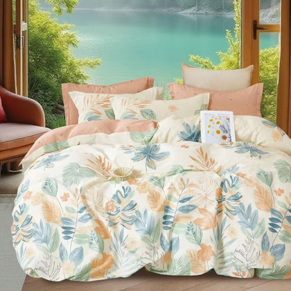 KINGSFORD Aura 100% Cotton Sateen Fitted Sheet Set -  Peach Leaf