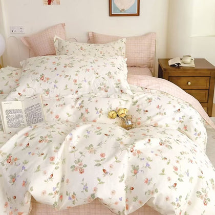 KINGSFORD Aura 100% Cotton Sateen Fitted Sheet Set - Pink Flora