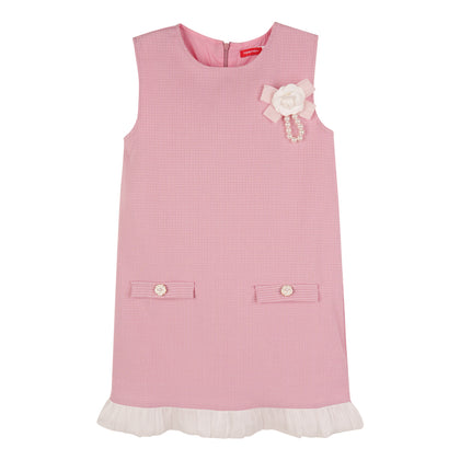 Teensy Lined Jacquars A-Line Dress - Pink