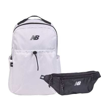 New Balance Essentials Backpack and Waist Bag (White Bundle Set)