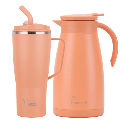 [ONLINE EXCLUSIVE SG60 Special] La gourmet Coral Crush 950ml Thermal Mug + 1200ml Coffee Pot