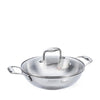 La gourmet 24cm Elite Stainless Steel Wok with Glass Lid