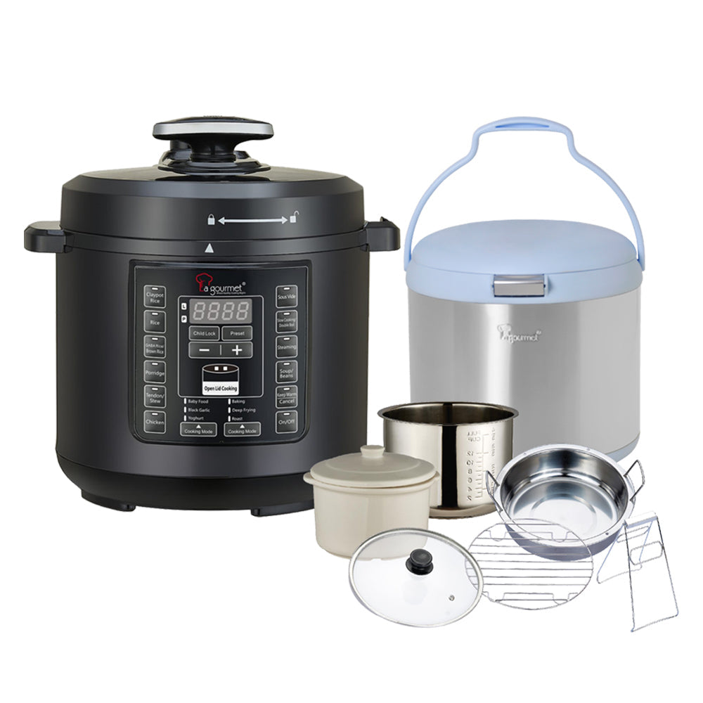 La gourmet 6L Multifunction Pressure Cooker + 4.5L Infinity Blue Thermal Cooker