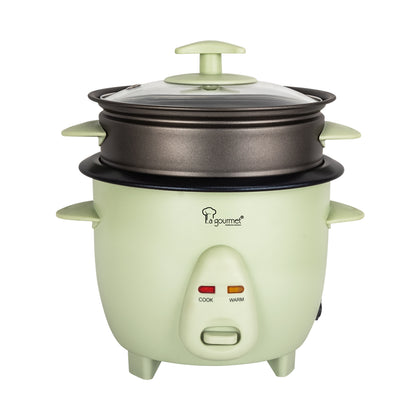 La gourmet 0.6L Rice Cooker with Non-Stick Steamer - Mint Green