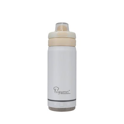 La gourmet 350ml Hydrotune Thermal Bottle with Bluetooth Speaker - White