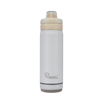 La gourmet 500ml Hydrotune Thermal Bottle with Bluetooth Speaker - White