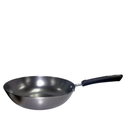La gourmet 24cm Nitrigan Cast Iron Wok - Black Handle