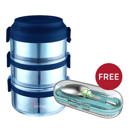 [ONLINE EXCLUSIVE] La gourmet 2.35L 3-Tier Stainless Steel Interior Tiffin Carrier (LGPG397607)