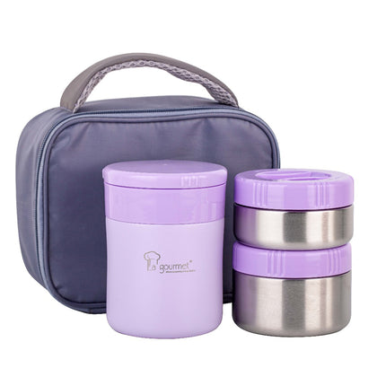 La gourmet Spring Lunch Box Set with Pouch - Lilac
