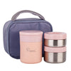 La gourmet Spring Lunch Box Set with Pouch - Pink