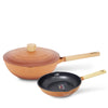 La gourmet 28cm Shogun Morandi Marble Wok + 20cm Frypan