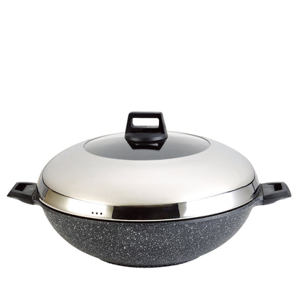 La gourmet 40 cm Shogun Senji Marble Wok with Lid